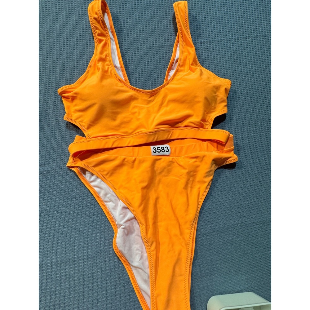 Blooming Jelly Bikini Set Womens Sz L Orange